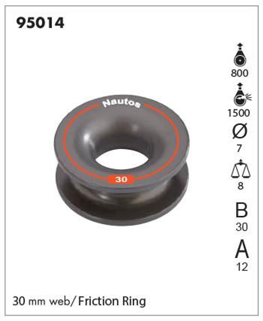 95014- Friction Sheave - 30 Mm Solid Sheave- Web - Tie Sheave - Control Line Eye