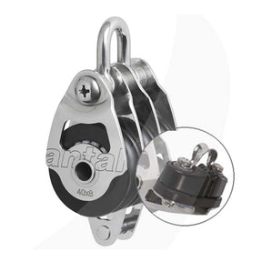 Antal 40mm Triple Shackle Block w/ Becket & Cleat