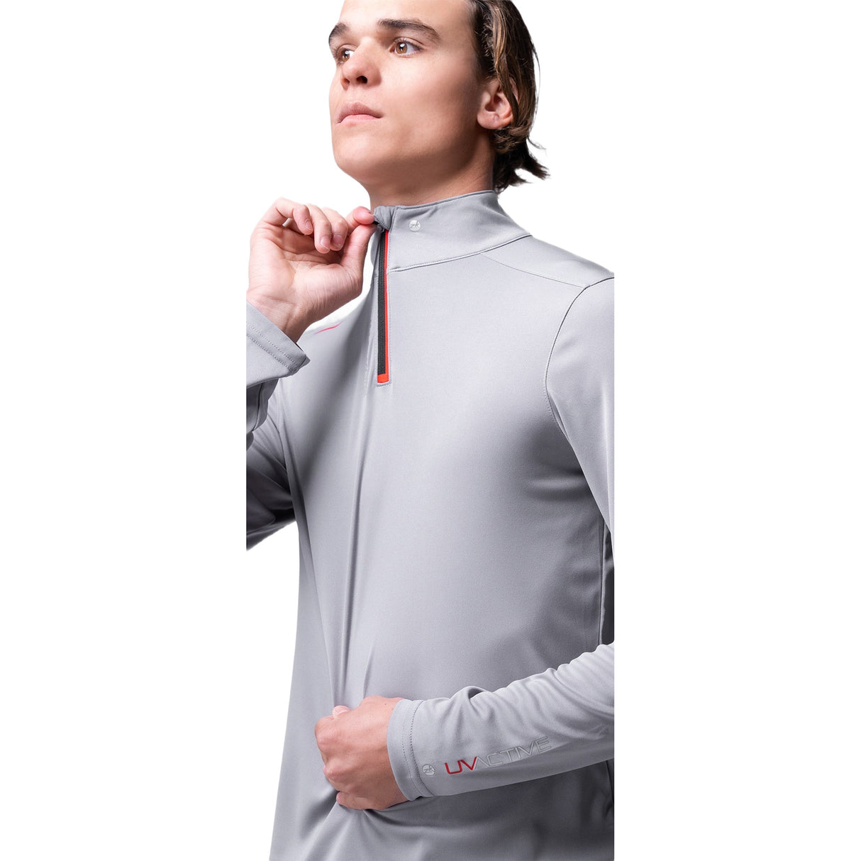 Zhik Mens UVActive High Collar 1/4 Zip Top - Grey