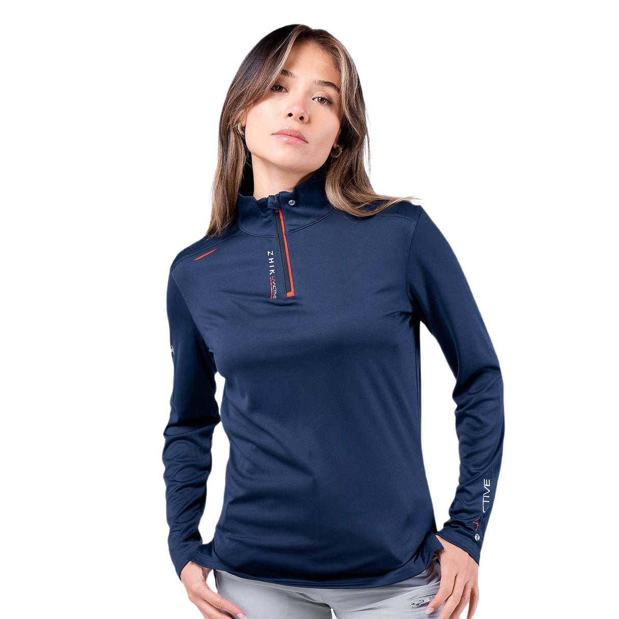 Zhik Womens UVActive High Collar 1/4 Zip Top - Navy