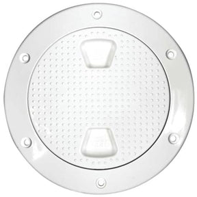 Beckson 4" Screw-out Deck Plate, White, (Dimple Plate)