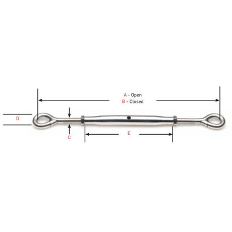 Johnson Marine Eye-to-Eye Stainless T-316 Tubular Turnbuckle 10-32