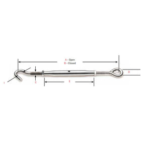 Johnson Marine Eye-to-Hook Stainless T-316 Tubular Turnbuckle 1/2-20