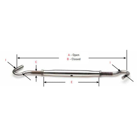 Johnson Marine Hook-to-Hook Stainless T-316 Tubular Turnbuckle 1/2-20