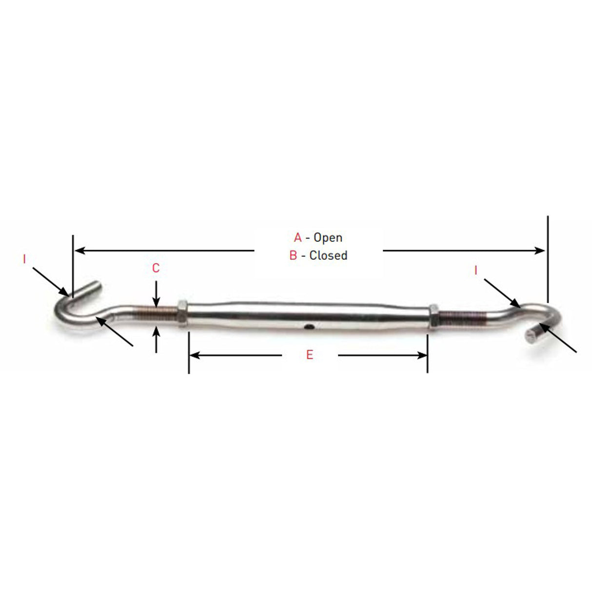 Johnson Marine Hook-to-Hook Stainless T-316 Tubular Turnbuckle 1/4-28
