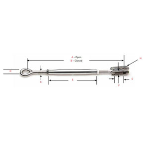 Johnson Marine RH Eye to LH Jaw T-316 Stainless Tubular Turnbuckle 5/16-24