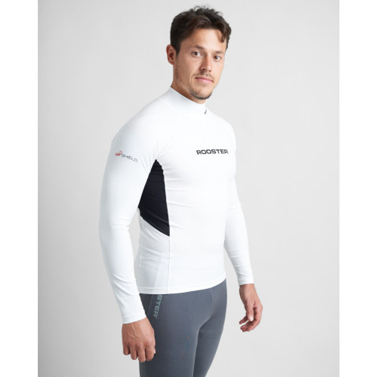 Rooster Rash Top-Long Sleeved Gray, White, Blue, Teal