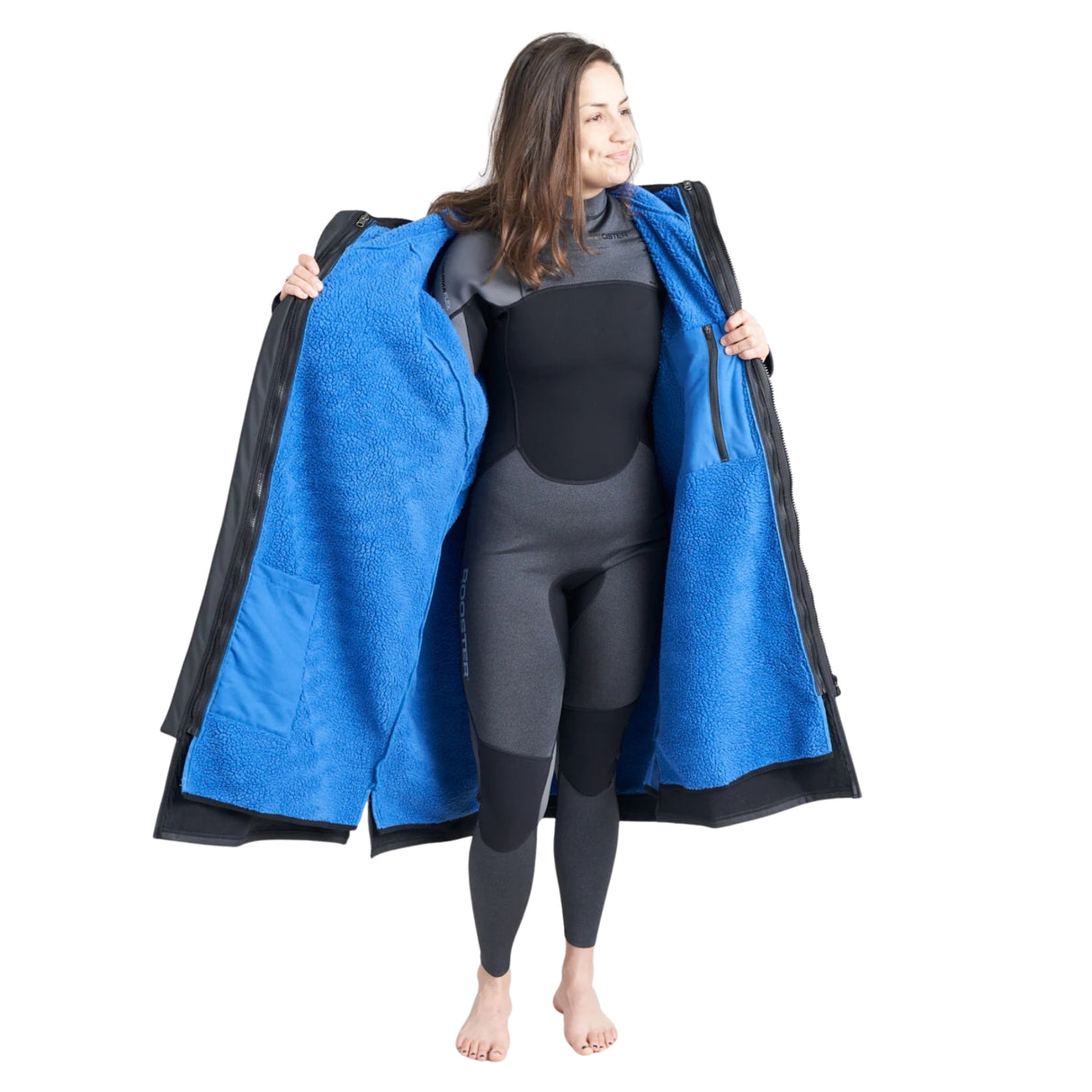 Rooster Aquafleece Robe, colors: Black/Blue, Khaki/Black