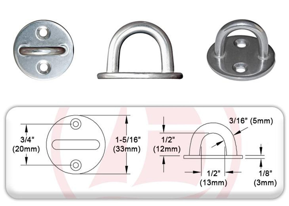 13.2101 - Eye Plate - Round - 5 mm / 3/16 - 2 Pieces Set