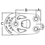 Harken 80mm Aluminum Element Double Footblock