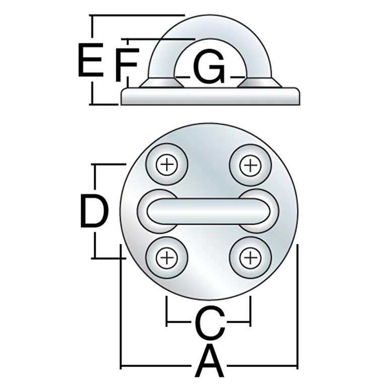 Harken 76mm High-Load Medium Round SS Padeye