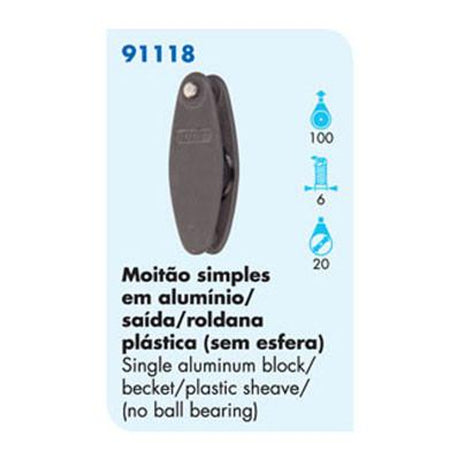 91118 Single Aluminum Block/Becket/Plastic Sheave