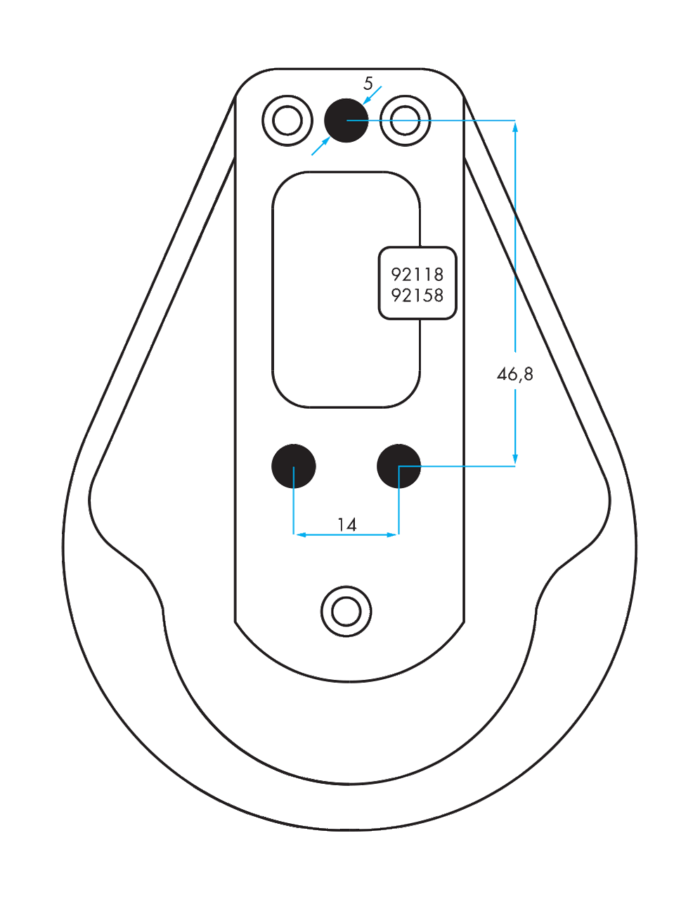 92158 - Single Footblock with Aluminum Sheave- Heavy Load