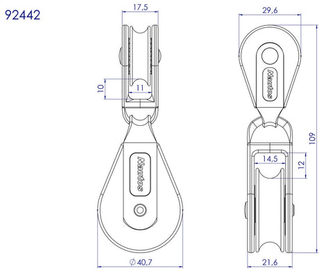 92442 - Back To Back- 28 mm Sheave + 39 mm Sheave