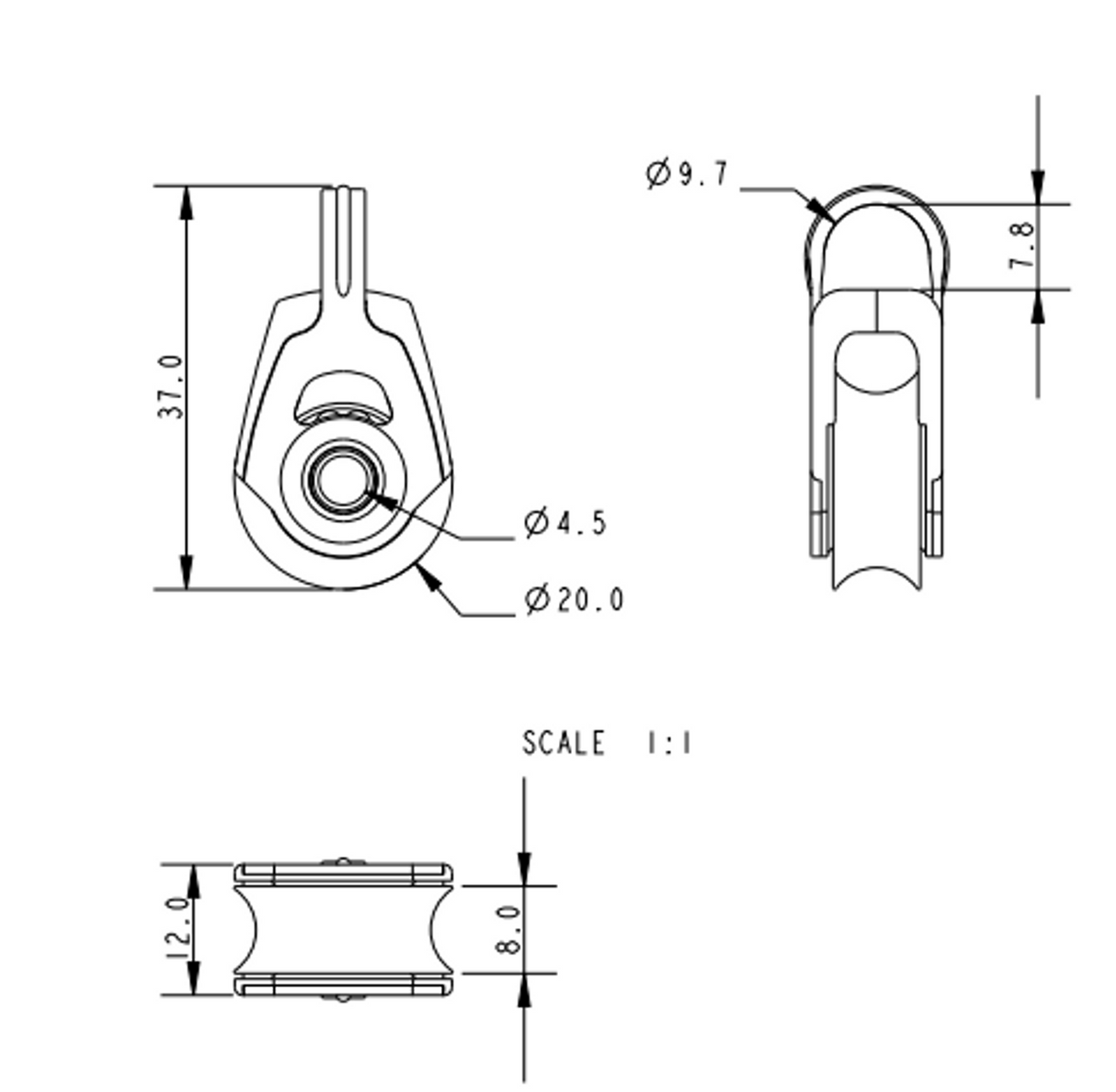 Allen Brothers 20MM Dynamic Single Fixed Eye