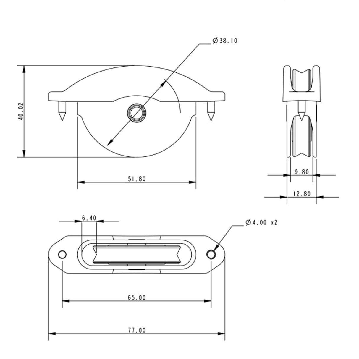 Allen Brothers 38mm X 8mm Ball Bearing Alloy Sheave Box