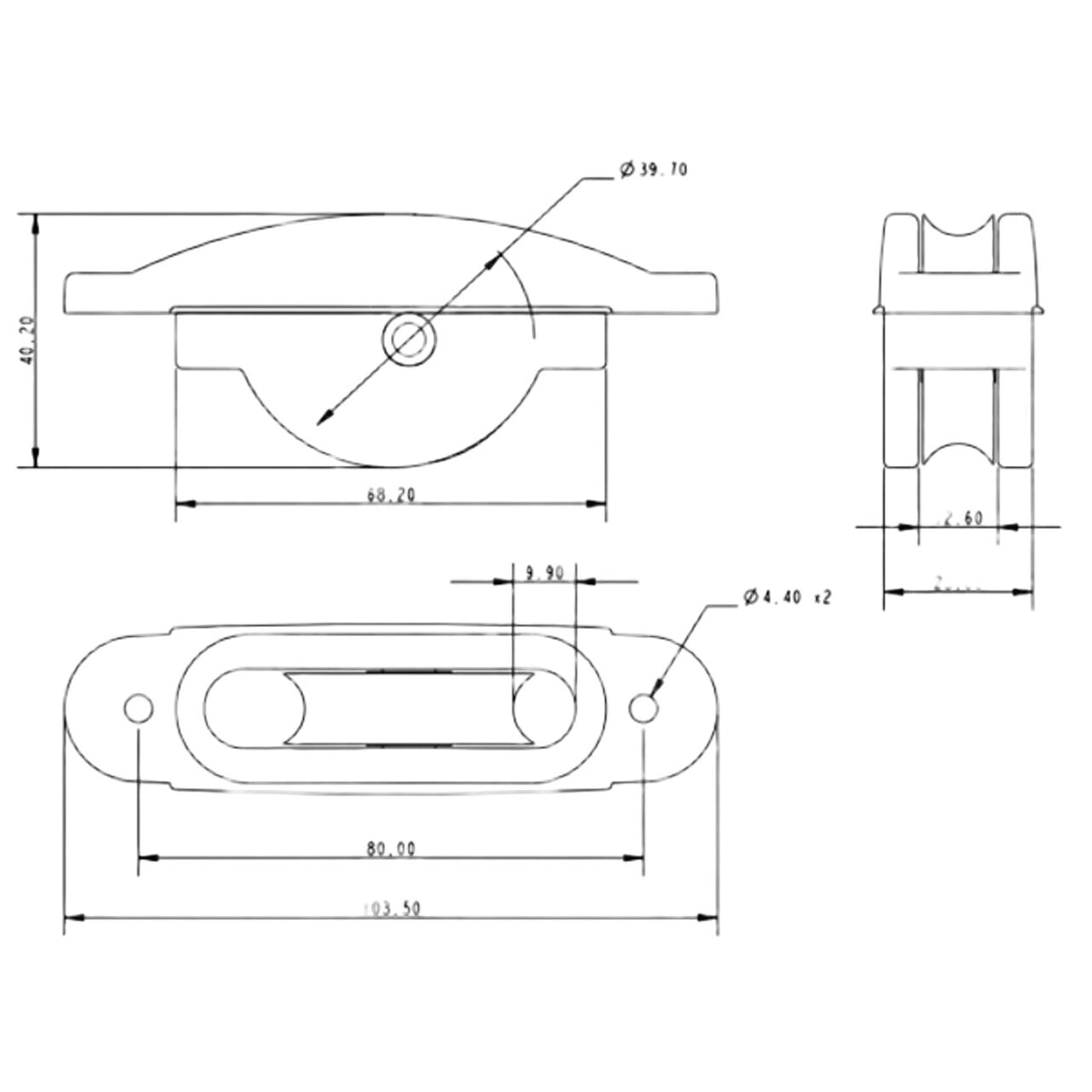 Allen Brothers 38mm x 12mm Nylon Sheave Box Large