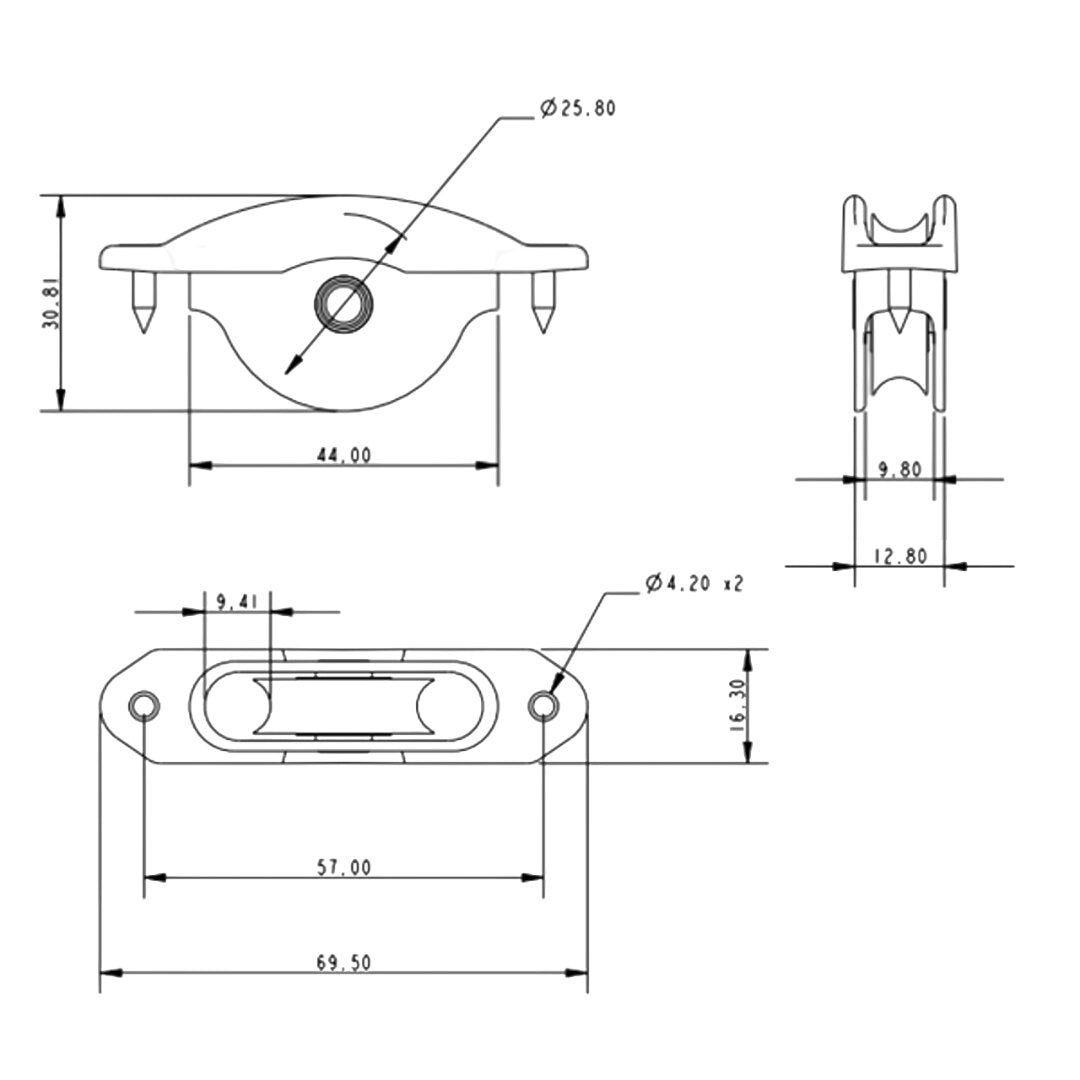 Allen Brothers 25mm x 8mm Aluminium Sheave Box Medium