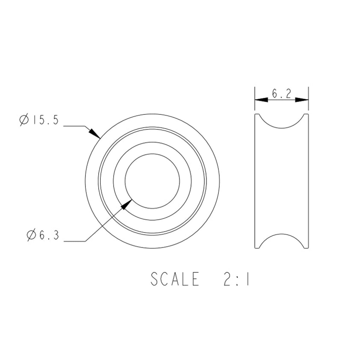Allen Brothers 15MM X 15MM Plain Bearing Acetal Sheave
