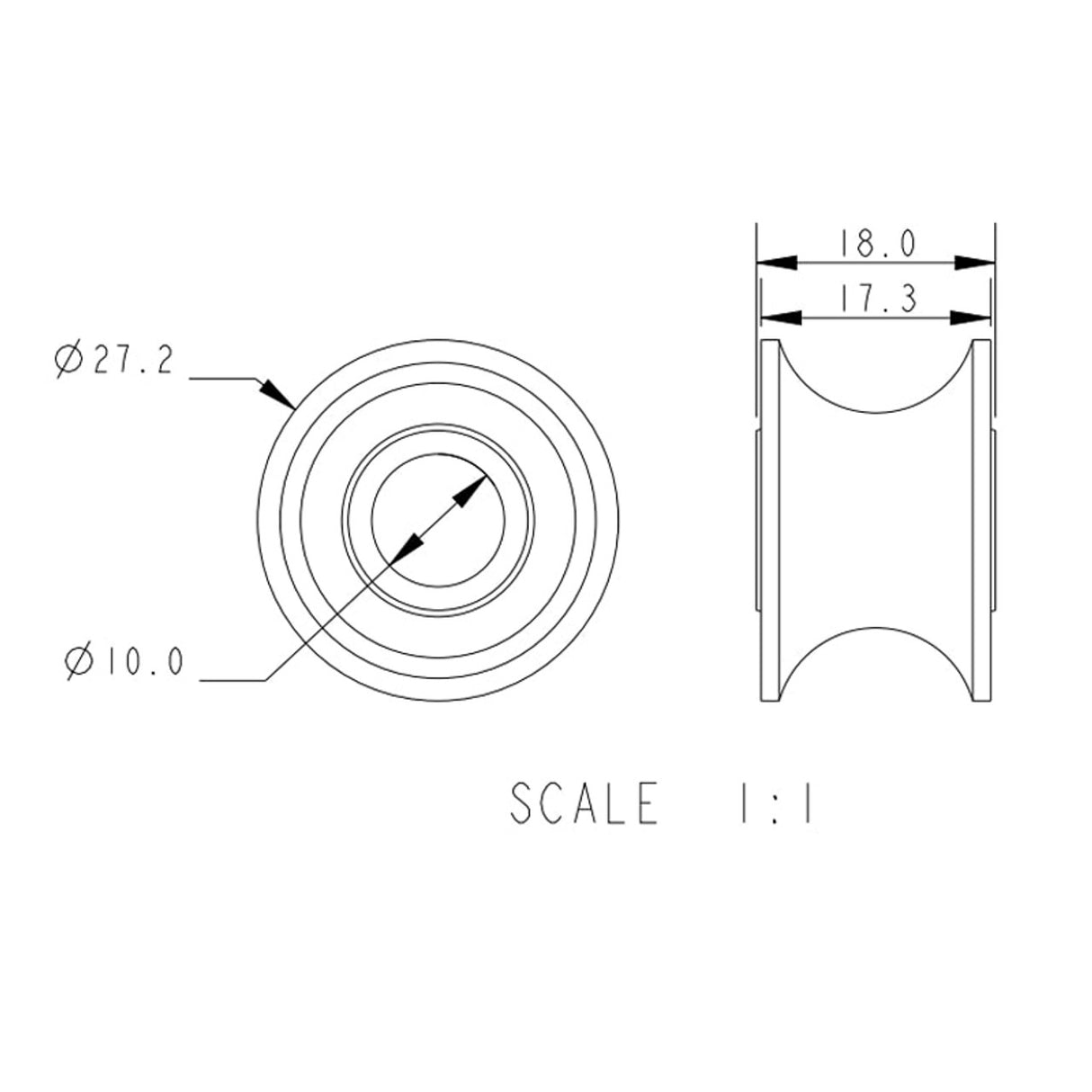 Allen Brothers 27mm x 18mm Plain Bearing Acetal Sheave