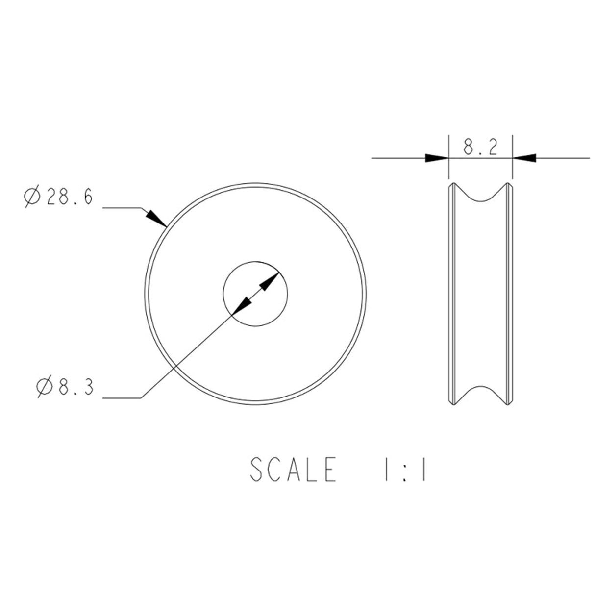 Allen Brothers 28mm X 8mm Plain Bearing Aluminium Sheave