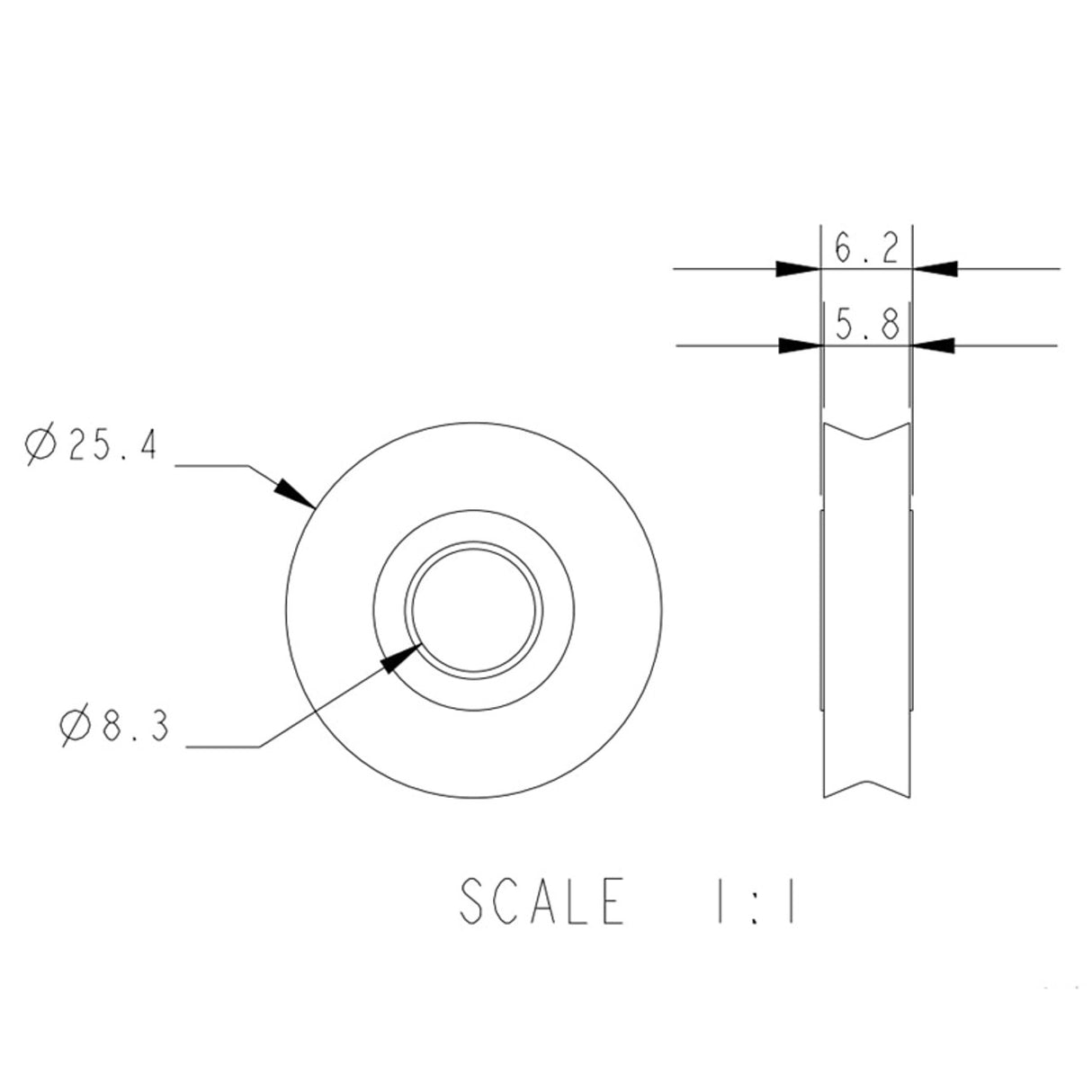 Allen Brothers 28MM 6 X 8MM Plain Bearing Acetal Sheave