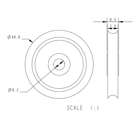 Allen Brothers 50MM X 8MM Plain Bearing Acetal Sheave
