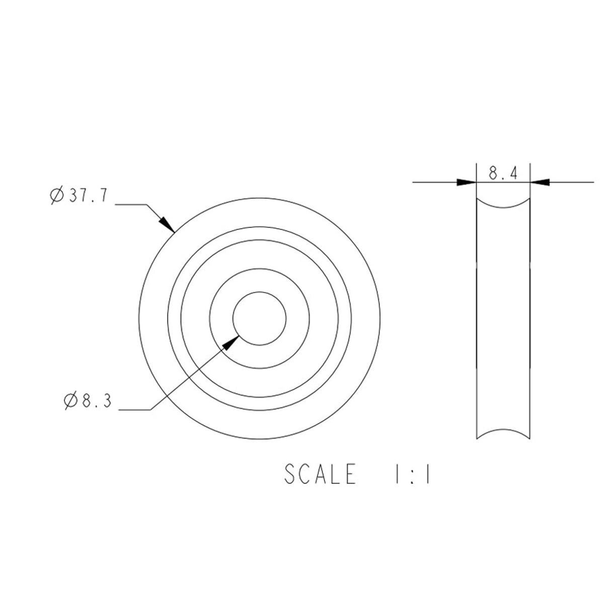 Allen Brothers 38mm x 8mm Plain Bearing Acetal Sheave