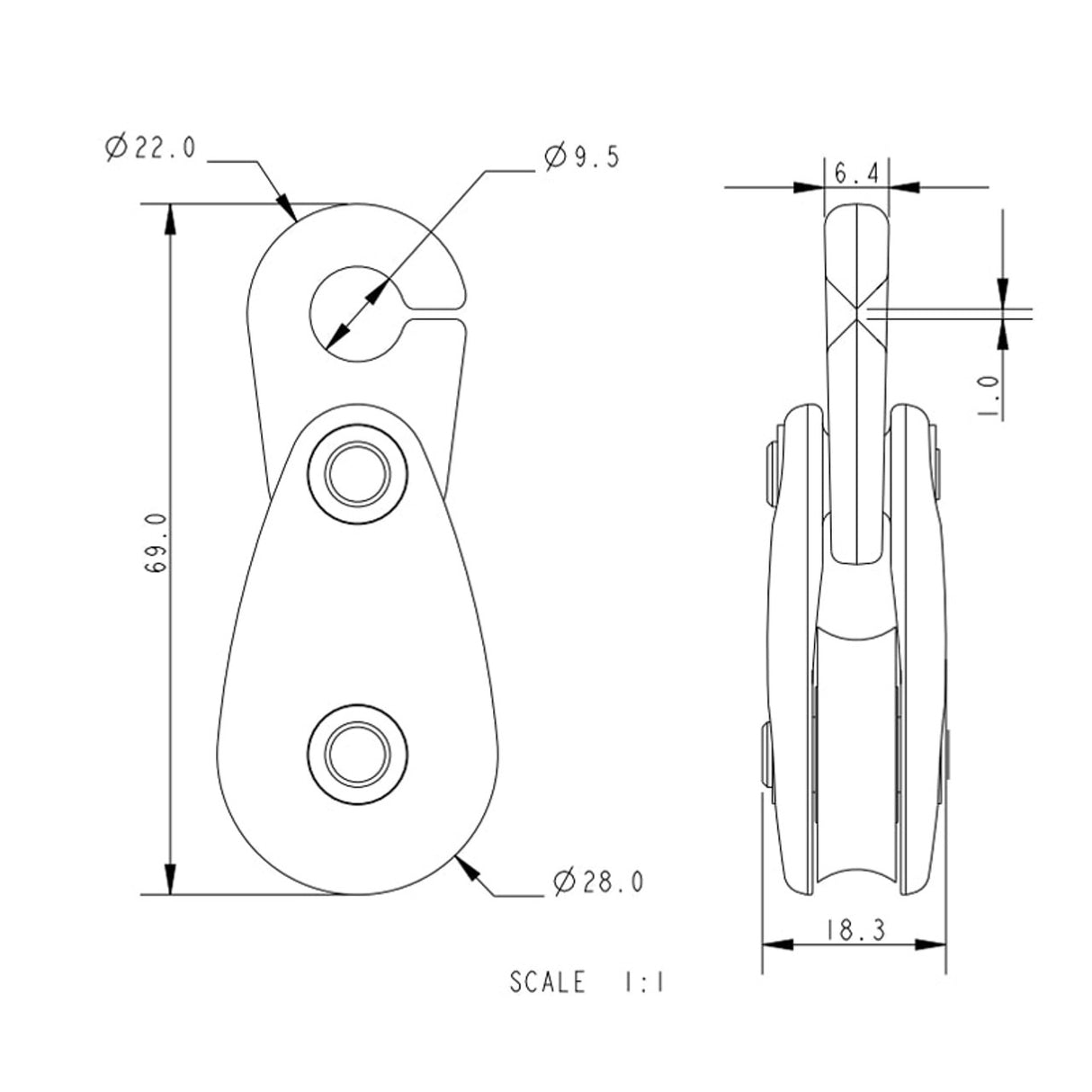 Allen Brothers 30MM Sheet Block Single With A.74