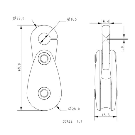 Allen Brothers 30MM Sheet Block Single With A.74