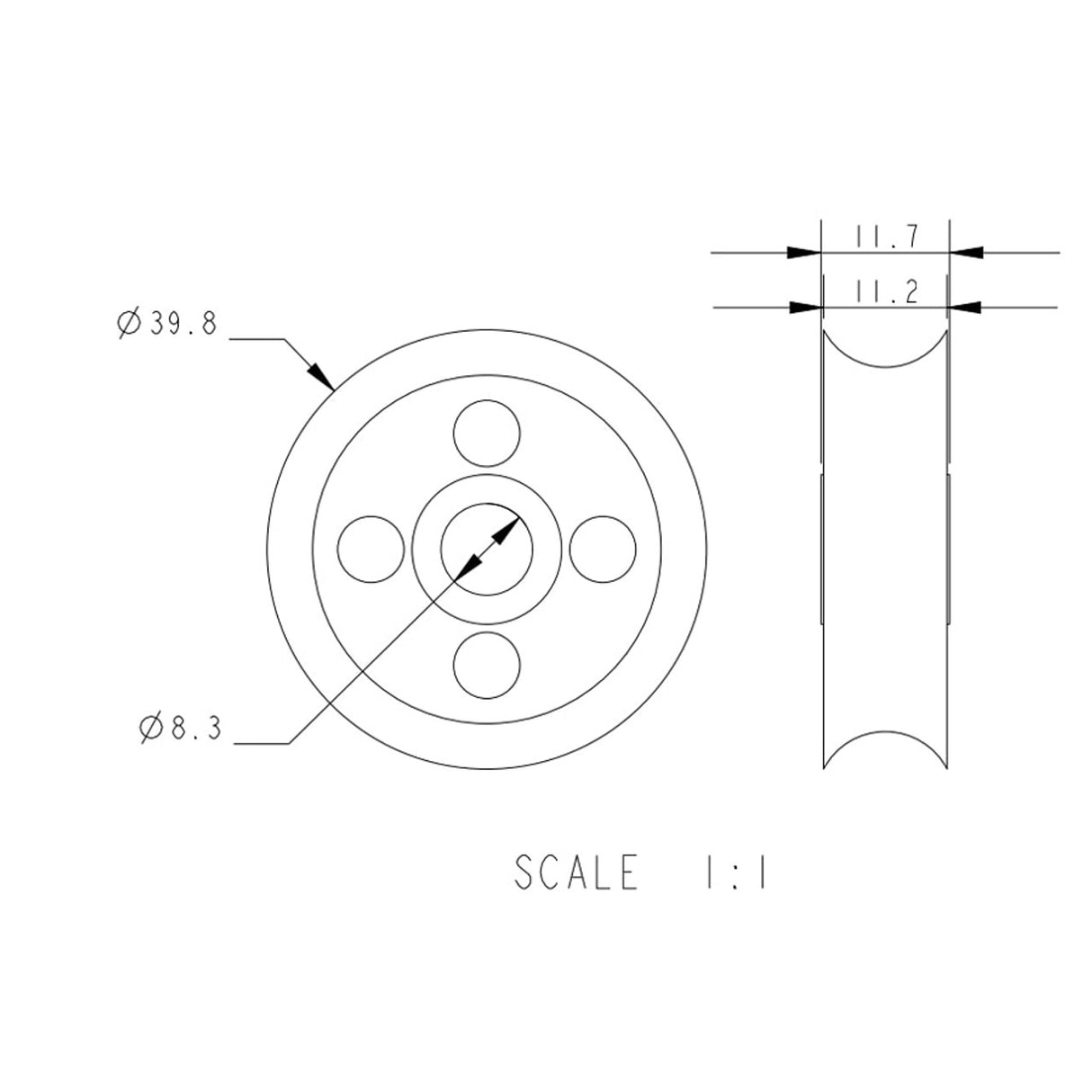 Allen Brothers 38MM X 12MM Plain Bearing to Acetal Sheave