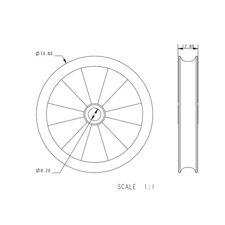 Allen Brothers 74mm X 13mm Plain Bearing Acetal Sheave