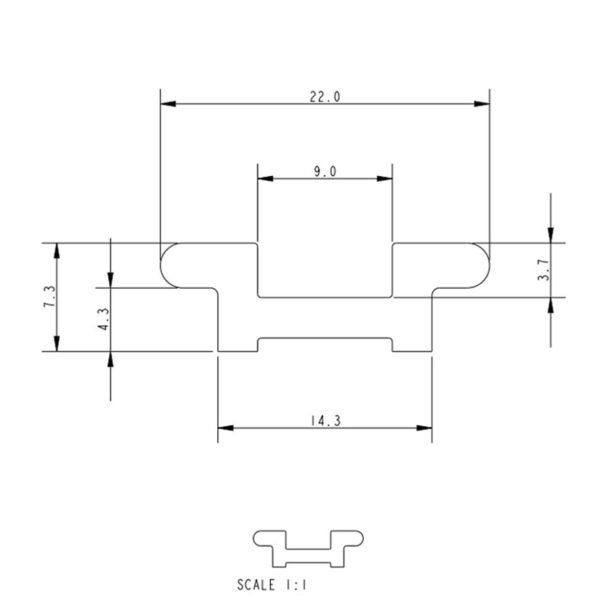 Allen Brothers Track With Plunger And Screw Holes X 330MM