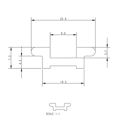 Allen Brothers Track With Plunger And Screw Holes X 330MM