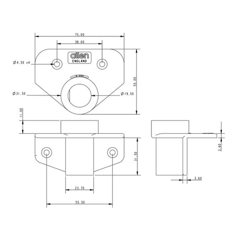 Allen Brothers 19MM Side Mount Rowlock Socket