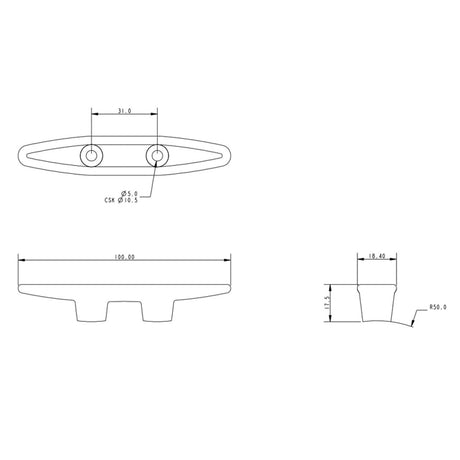 Allen Brothers 100MM Acetal Resin Open Mast Cleat
