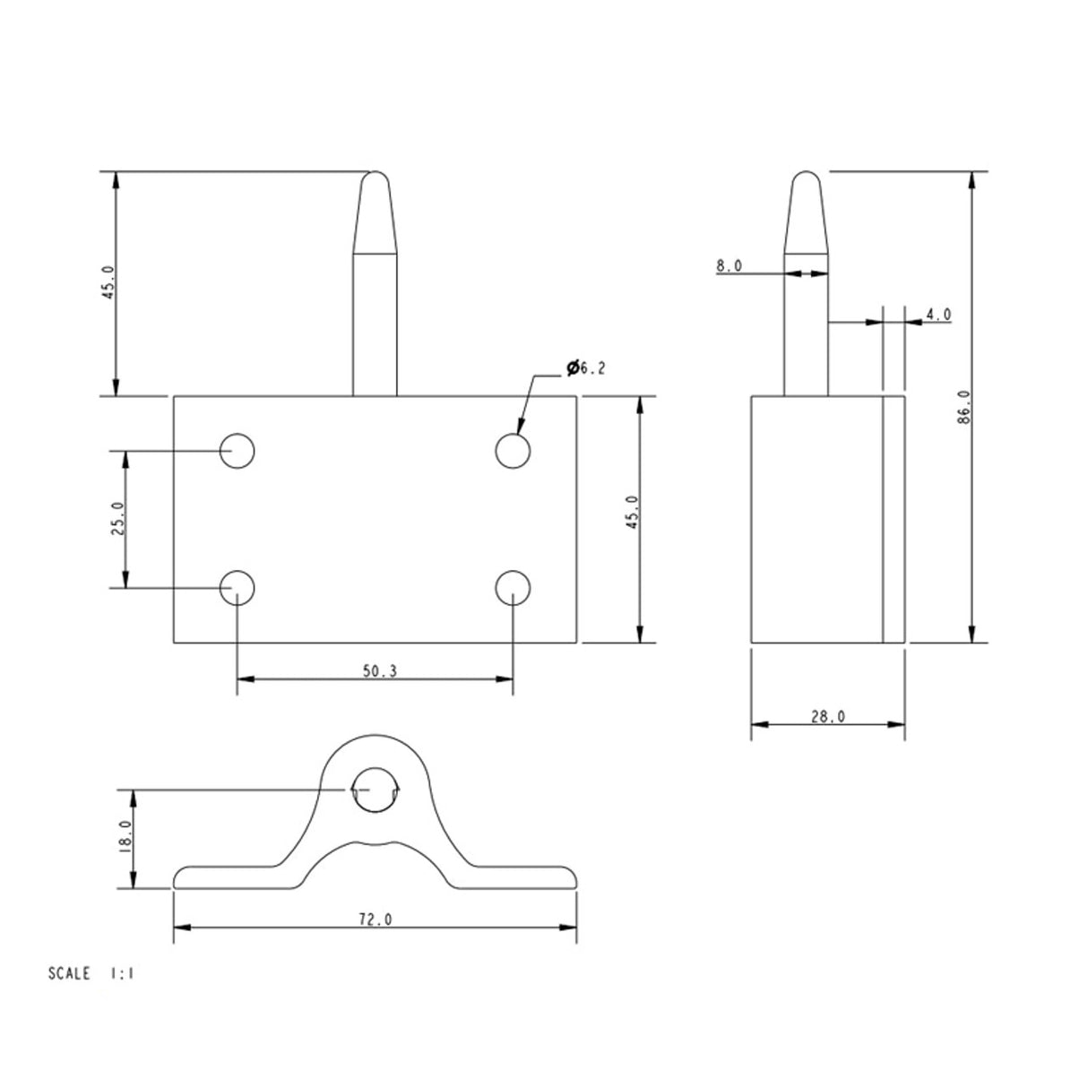 Allen Brothers 8MM Alloy Transom Pintle