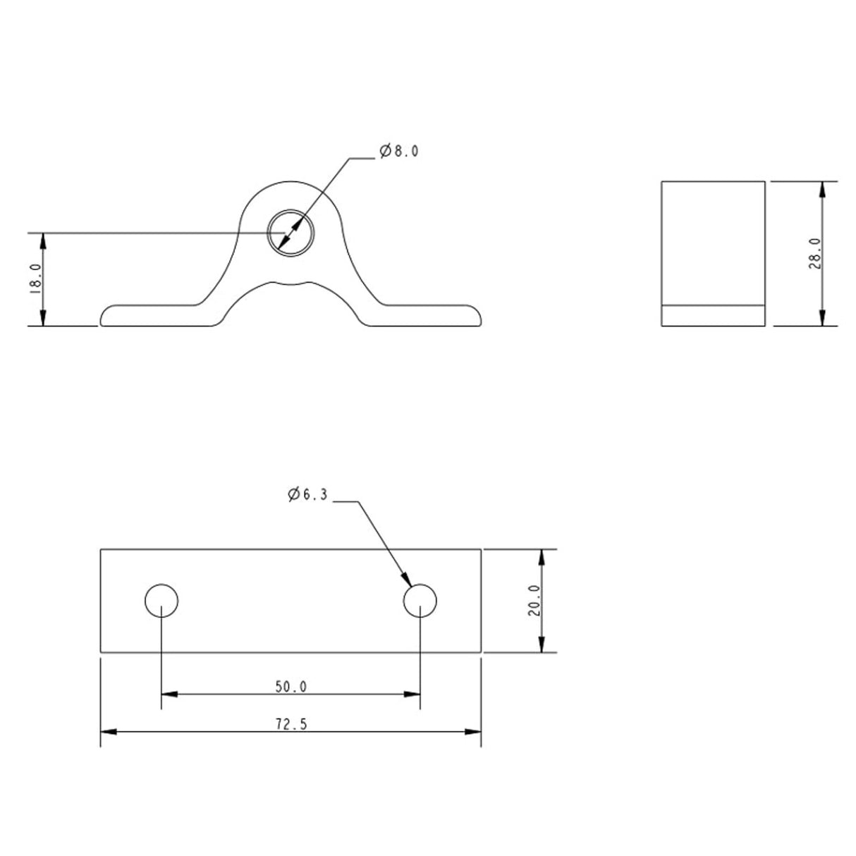 Allen Brothers 8MM Alloy Transom Gudgeon