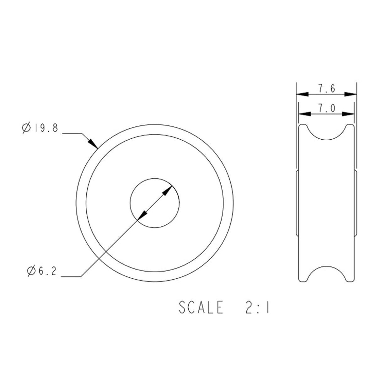 Allen Brothers 20MM X 7MM Plain Bearing to Acetal Sheave