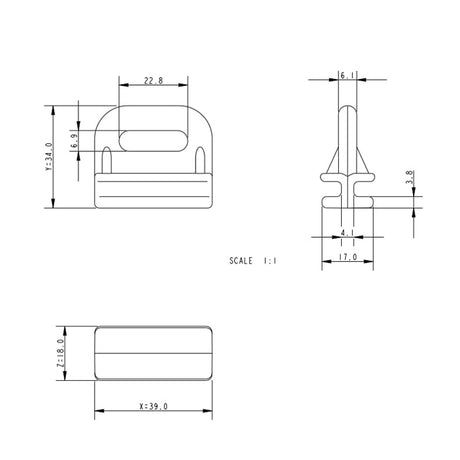 Allen Brothers Internal Sail Slide 17mm x 39mm