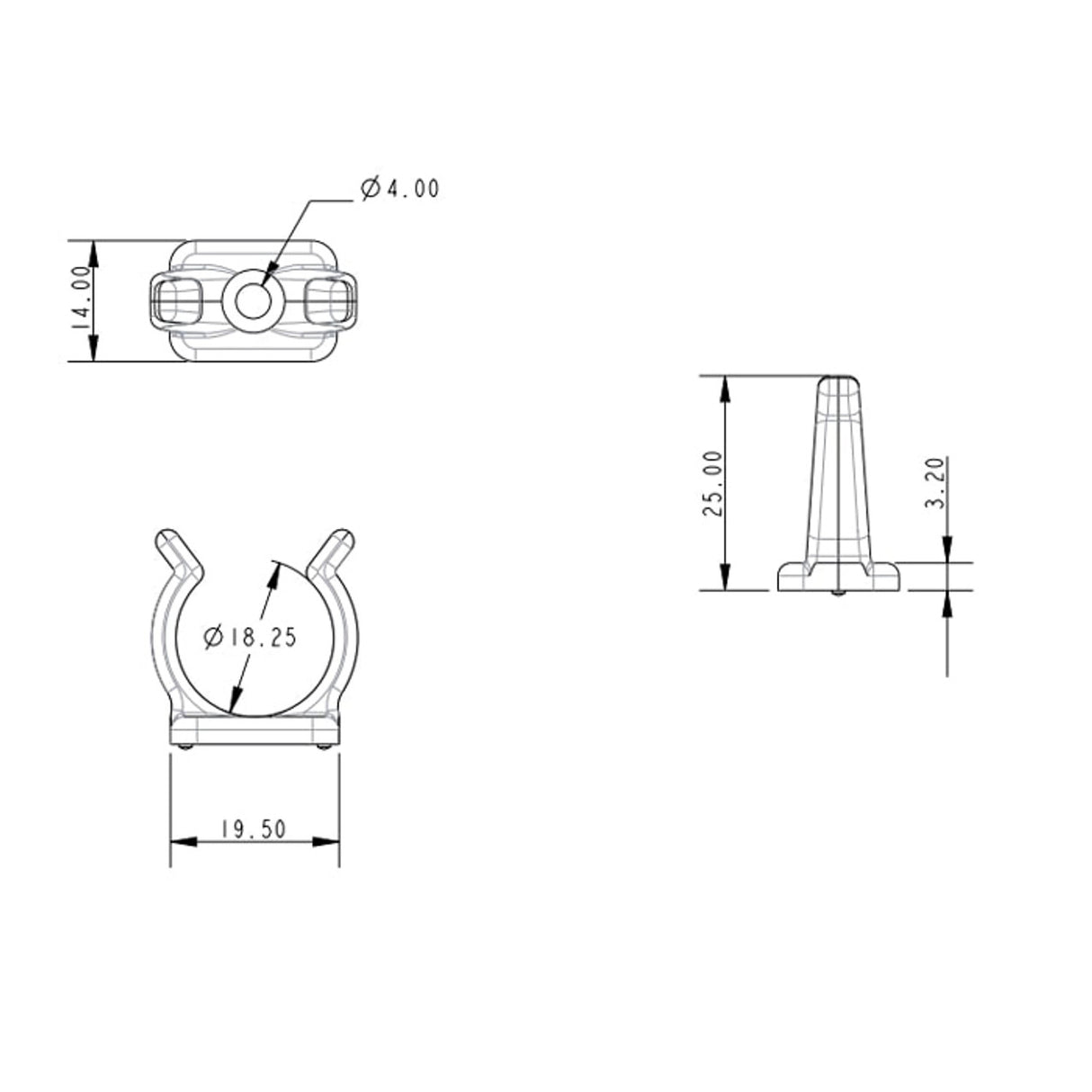 Allen Brothers 19MM Nylon Tube Clip - Grey