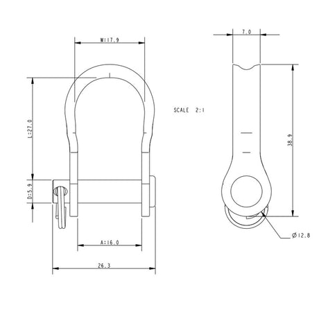 Allen Brothers 6MM X 39MM Strip D Shackle