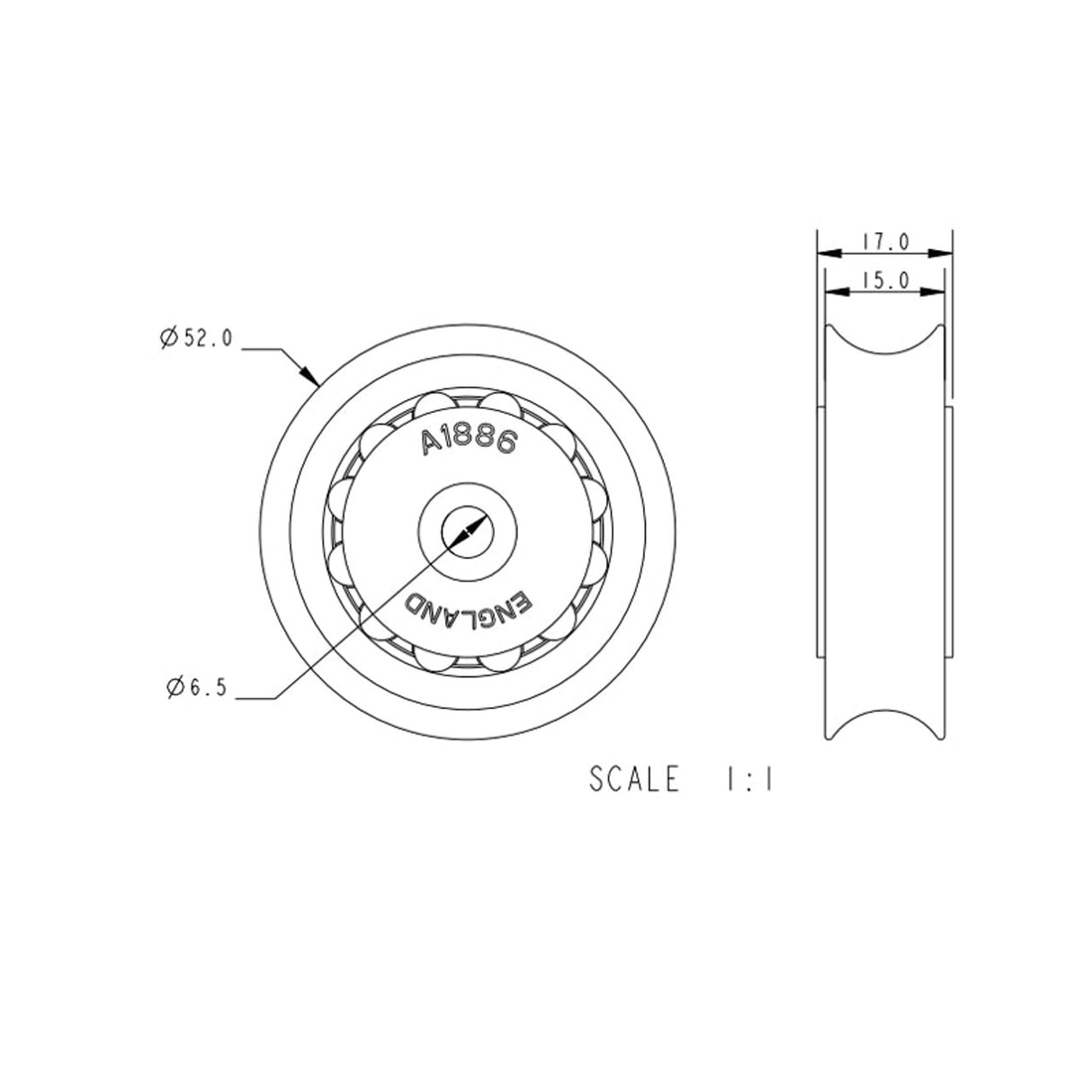 Allen Brothers 52MM X 15MM Acetal Ball Bearing Sheave