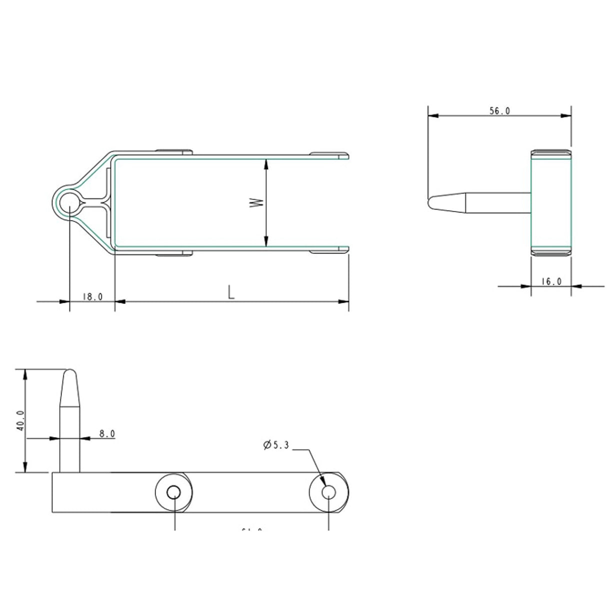 Allen Brothers 8MM X 42MM Stainless Steel Rudder Pintle