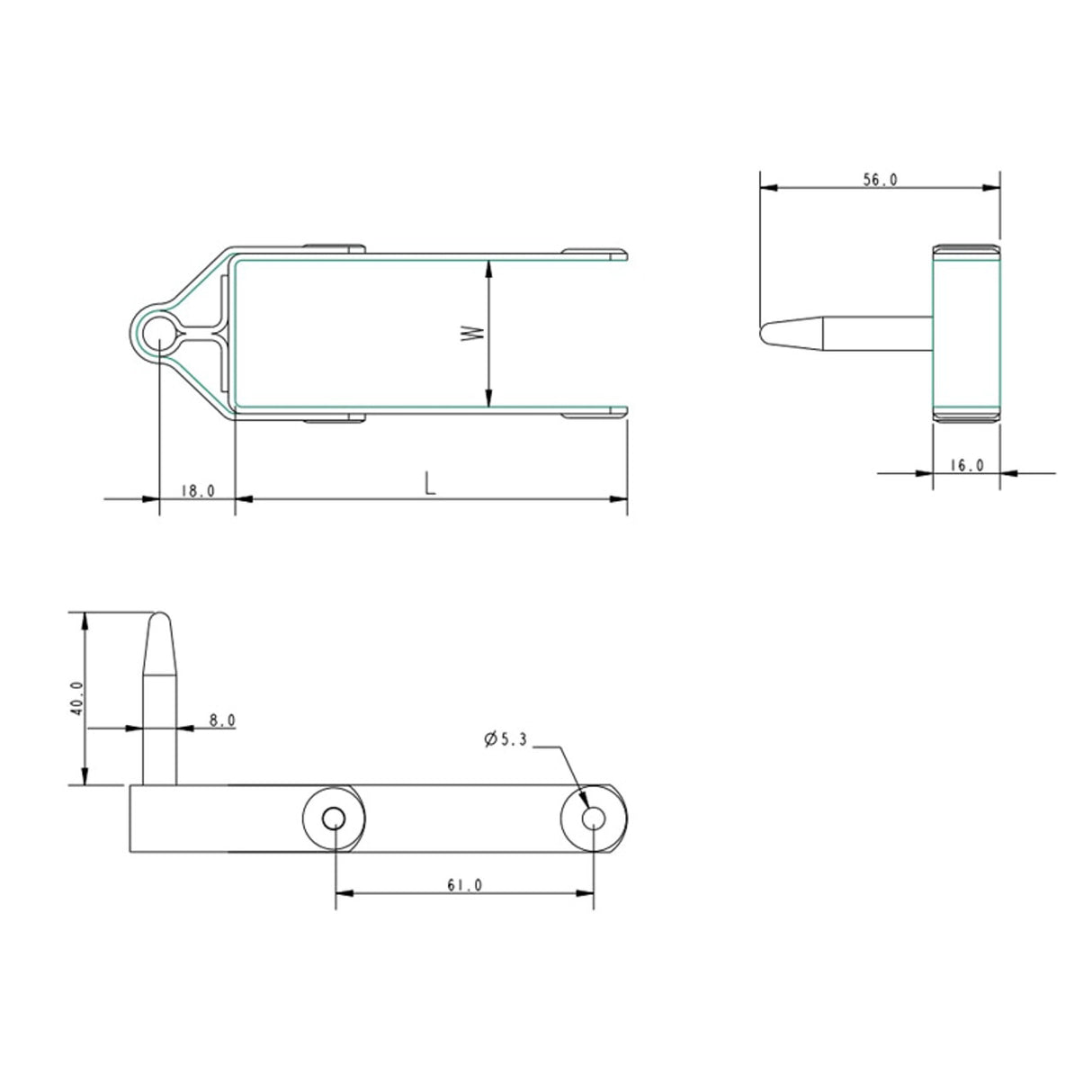 Allen Brothers 8MM X 45MM Stainless Steel Rudder Pintle
