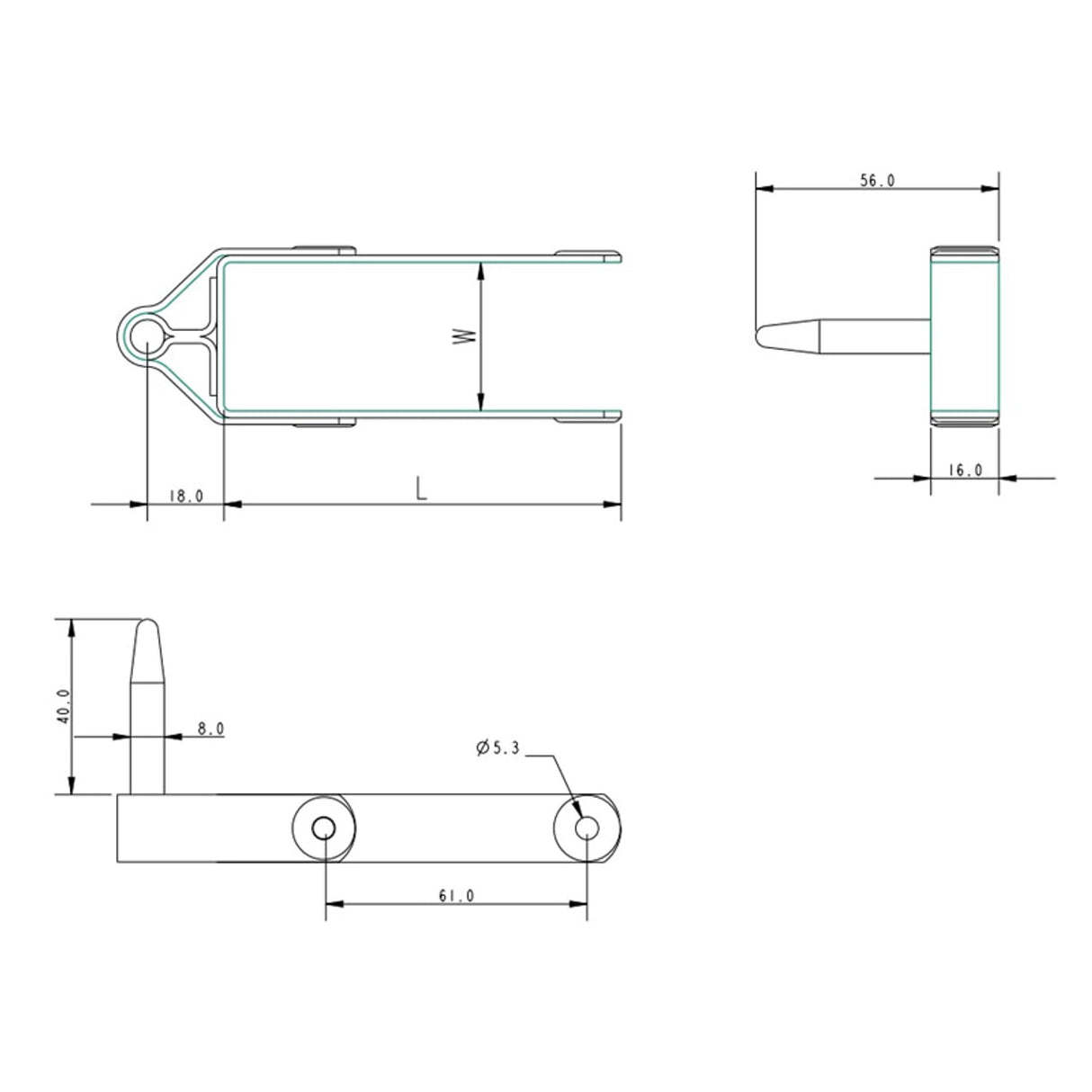 Allen Brothers 8MM X 54MM Stainless Steel Rudder Pintle