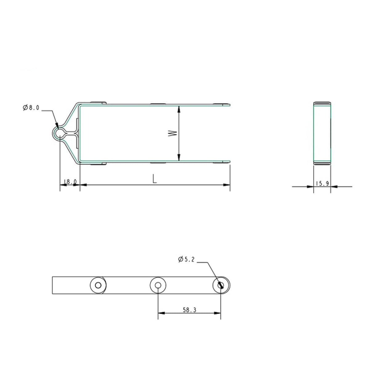 Allen Brothers 8MM X 35MM Stainless Steel Rudder Gudgeon