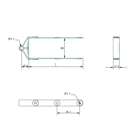 Allen Brothers 8MM X 35MM Stainless Steel Rudder Gudgeon
