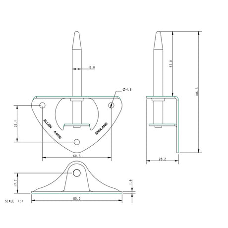 Allen Brothers 8MM Stainless Steel Transom Pintle