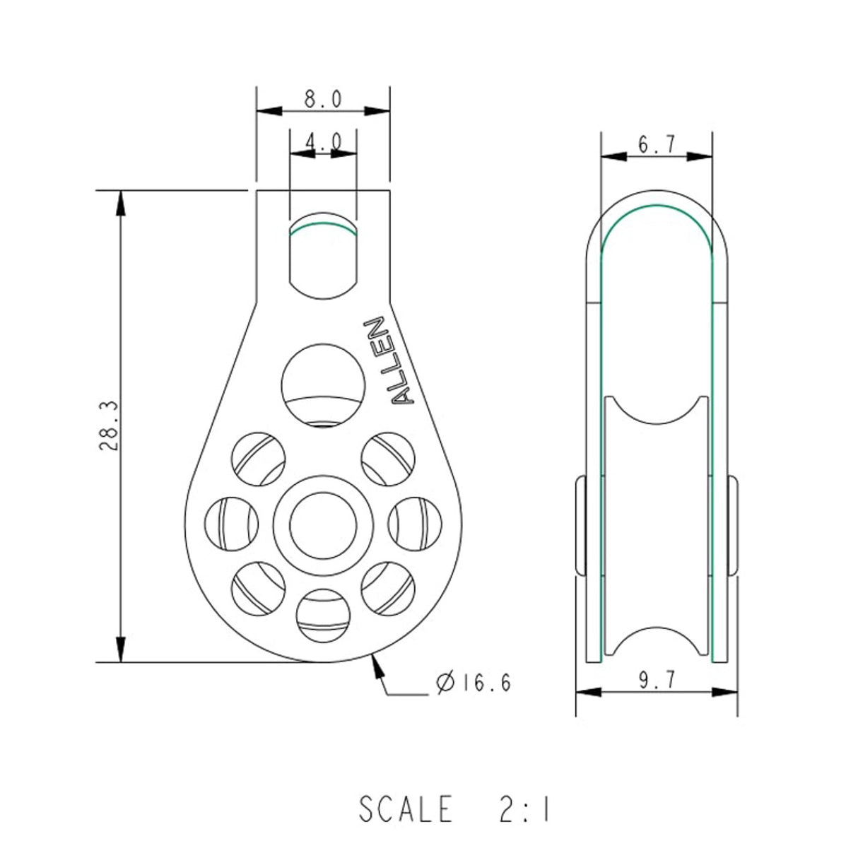Allen Brothers 16MM Plain Block Single Fixed